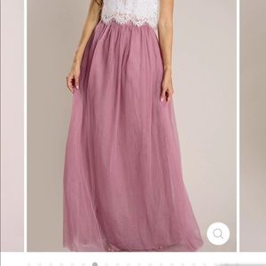 Mauve Tulle Maxi Skirt